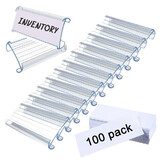 MUKA 100 Pack Plastic Wire Shelf Label Holder with Label Paper Inserts Shelf Tags for Wire Shelving 3*1.25"