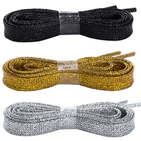 TopTie 3 Pairs Glitter Shoelaces, Colorful Flat Sparkle Shoe Strings