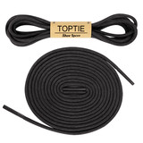 TOPTIE 2 Pair Waxed Round Shoe Laces, Black/ Brown Dress Shoe Strings for Men Leather Oxford Shoes