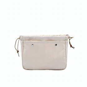Muka Canvas Makeup Storage Bag Multipurpose Organizer Tote with Handle Beige Portable Cosmetic Pouch for Daily Use