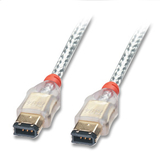 LINDY 30859 FireWire Cable - Premium 6 Pin Male to 6 Pin Male, Transparent, 0.3m