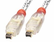LINDY 30880 FireWire Cable - Premium 4 Pin Male to 4 Pin Male, Transparent, 1m