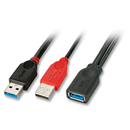 LINDY 31112 0.5m USB 3.0 Dual Power Cable, 2 x Type A to Type A Female