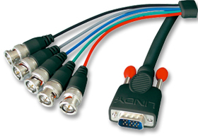 LINDY 31562 1.8m Premium SVGA to 5 x BNC Monitor Cable (15HDM/5xBNC)