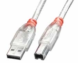 LINDY 31696 3m USB Cable - Transparent, Type A to B, USB 2.0
