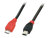 LINDY 31717 0.5m USB OTG Cable - Black, Type Micro-B to Mini-B