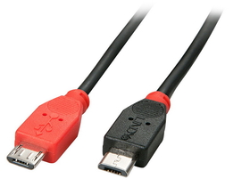 LINDY 31758 0.5m USB 2.0 OTG Cable - Black, Type Micro-B to Micro-B