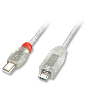 LINDY 31805 0.5m USB OTG Cable - Transparent, Type Mini A to Micro B
