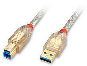 LINDY 31836 Premium 1m USB 3.0 cable type A/B transparent