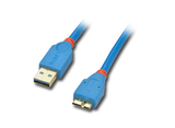 LINDY 31890 0.5m USB 3.0 Cable Pro - Type A Male to Micro-B Male, Blue