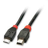 LINDY 31960 0.5m USB OTG Cable - Black, Type Micro A to Mini B