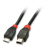 LINDY 31961 1m USB OTG Cable - Black, Type Micro A to Mini B