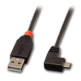 LINDY 31976 1m USB Micro-B Cable, 90 Degree Right Angle