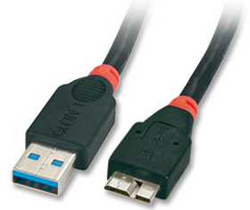 LINDY 31990 0.5m USB 3.0 Cable - Type A Male to Micro-B Male, Black