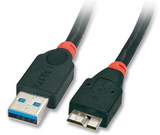 LINDY 31991 1m USB 3.0 Cable - Type A Male to Micro-B Male, Black