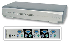 LINDY 32921 KVM Switch Pro Audio VGA, 4 Port Bundle