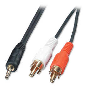 LINDY 35490 1m Audio Cable - 3.5mm Stereo Jack Male to 2 x Phono Male, Premium