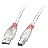 LINDY 41753 USB 2.0 cable type A/B, Transparent, 2m