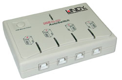 LINDY 42904 USB Switch - USB 2.0 AutoSwitch, 4 Port