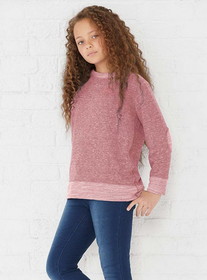 LAT 2279 Youth Harborside Melange French Terry Long Sleeve Crew Neck with Elbow Patches
