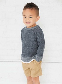 Rabbit Skins 3379 Toddler Harborside Melange French Terry Long Sleeve Crew Neck with Elbow Patches