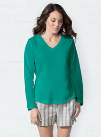 LAT 3761 Ladies V-Neck Fr Trry Pullover