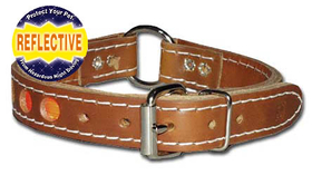 2- Ply Leather Reflecto Collars(1" Ring-In-Center)