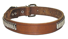 Bully Extra-Heavy Oiled 1-Ply Leather-Oblong Studded Collar(Regular)