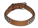 Bully Extra-Heavy Oiled 1-Ply Leather-2-Row Cone Studded Collar