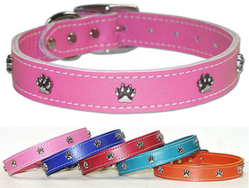 Signature Leather Collars(3/4" RG Paw Lthr Collar), Collars,Harnessess&leashes, Home & Garden