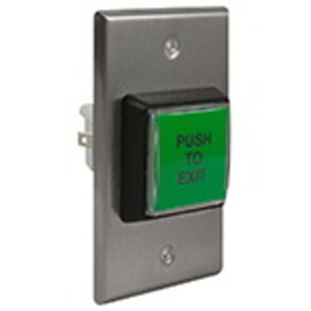 BEA 10ACPBSS1 Access Control Push Button, 2" by 4" Illuminated green button, "Push to Exit", Momentary switch, No delay, 10 AMP at 125/250 V AC