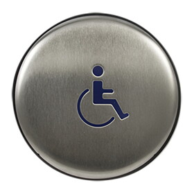 BEA 10EMR6L Panther plate, 6" round push plate, slim profile, blue handicapped logo only
