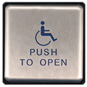 BEA 10EMS4751 4.75" Square Push Plate, Slim Profile, Blue Handicapped Logo and "Push to Open" Text