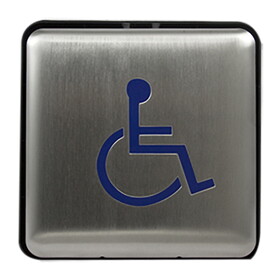 BEA 10EMS475L 4.75" Square Push Plate, Slim Profile, Blue Handicapped Logo Only