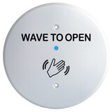 BEA 10MS31R-W Microwave Touchless Actuator, Round Plate, Text & Hand Logo, Adjustable 4 to 24 In, 12-24 VAC/DC, White