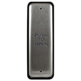 BEA 10PBJ Stainless steel push plate, 1.5" by 4.75", in jamb plate, blue text
