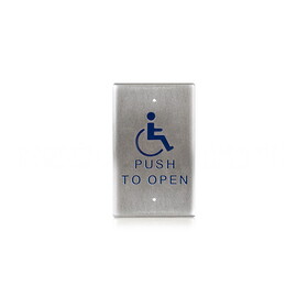 BEA 10PBO241 Stainless steel push plate, 2.75" by 4.5", single gang, blue handicap logo and text