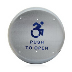 BEA 10PBR1AL Stainless Steel 6" Round, Push to Open Text and Active Handicap Logo