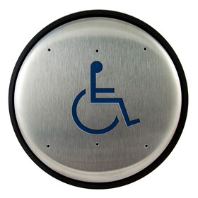 BEA 10PBRLL Stainless steel push plate, 6" round, blue handicap logo only