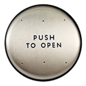 BEA 10PBR Stainless steel push plate, 6" round, blue text only