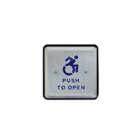 BEA 10PBS451AL 4.5" Square Stainless Steel Push Plate, Blue "Push to Open" Text and Alternate Handicap Logo