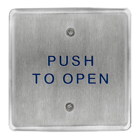 BEA 10PBS45 Stainless steel push plate, 4.5" square, blue text only