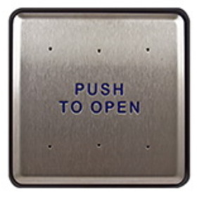 BEA 10PBS6 Stainless steel push plate, 6" square, blue text only