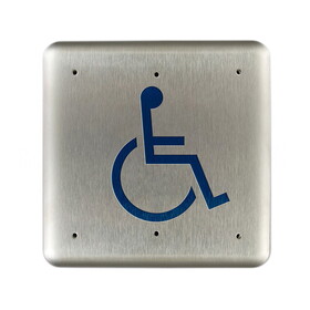 BEA 10PBSLL Stainless steel push plate, 4.75" square, blue handicap logo only