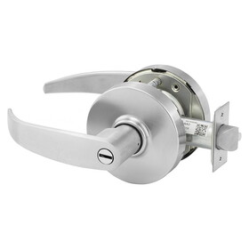 Sargent 10XU65 LP 26D Grade 1 Privacy/Bathroom Cylindrical Lock, P Lever, L Rose, Non-Keyed, Satin Chrome Finish, Non-handed