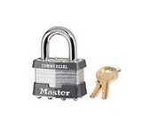 Master Lock Company 1UPLJ 1-3/4 In. Wide Laminated Steel Body, 2-1/2 In. Tall 5/16 In. Diameter Hardened Steel Shackle, Non-Rekeyable 4 Pin Cylinder