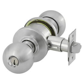 Sargent 28-6G04 OB 26D Grade 2 Store/Closet Cylindrical Lock, B Knob, O Rose, Conventional Cylinder, Satin Chrome Finish, Deadlatch, Non-handed