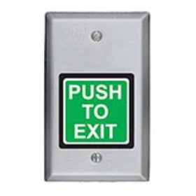 SDC 422U 2" Exit Switch, Momentary, SPDT, "PUSH TO EXIT", Satin Stainless Steel