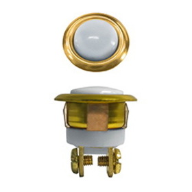 Trine 45G Pushbutton, 5/8" Diameter, up to 30VAC/DC, Gold Rim, Pearl Center