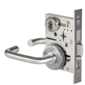 BEST 45H7AB3H626 Grade 1 Office Mortise Lock, 3 Lever, H Rose, SFIC Housing Less Core, Satin Chrome Finish, Field Reversible
